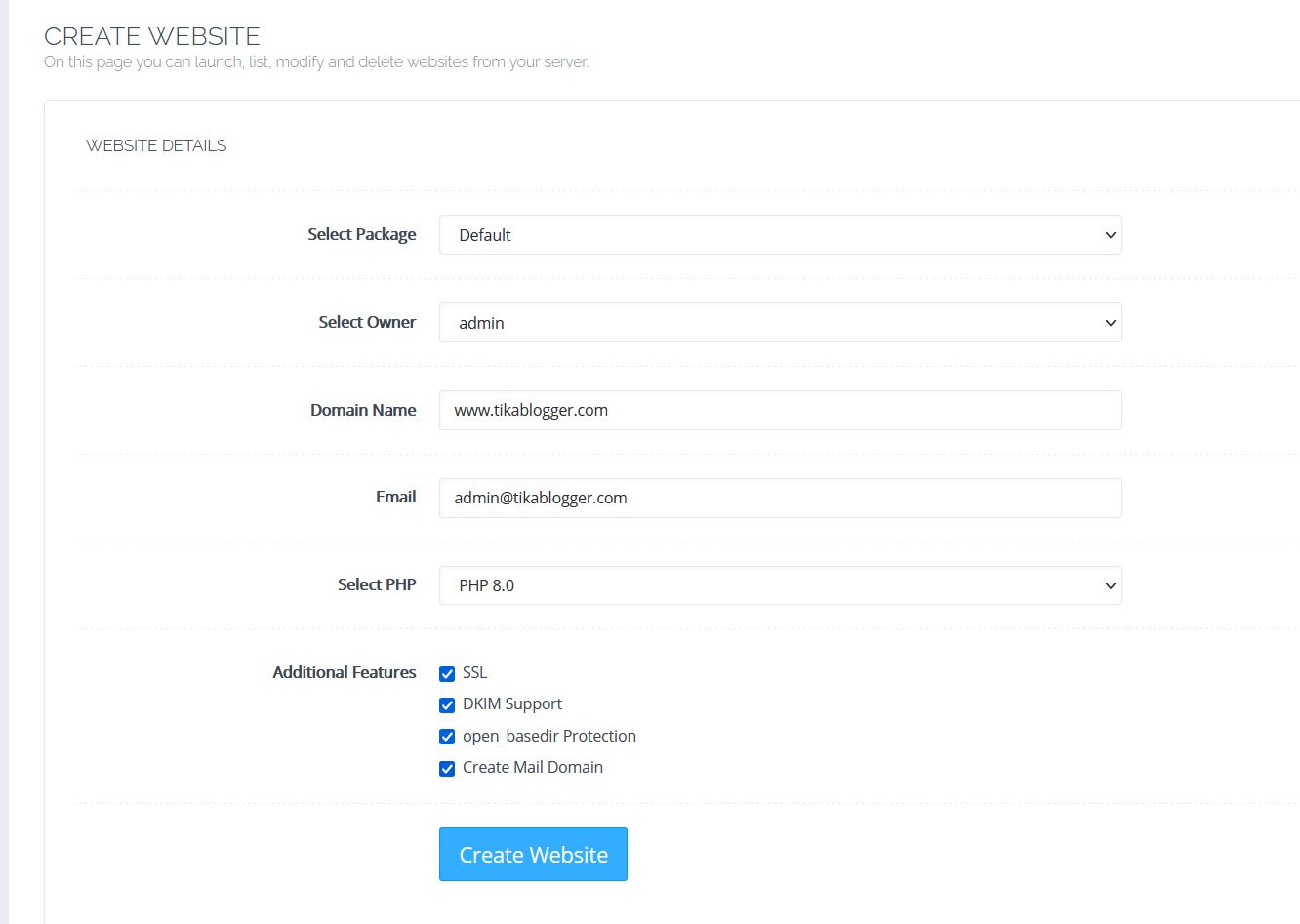 Create Website Cyberpanel VPS