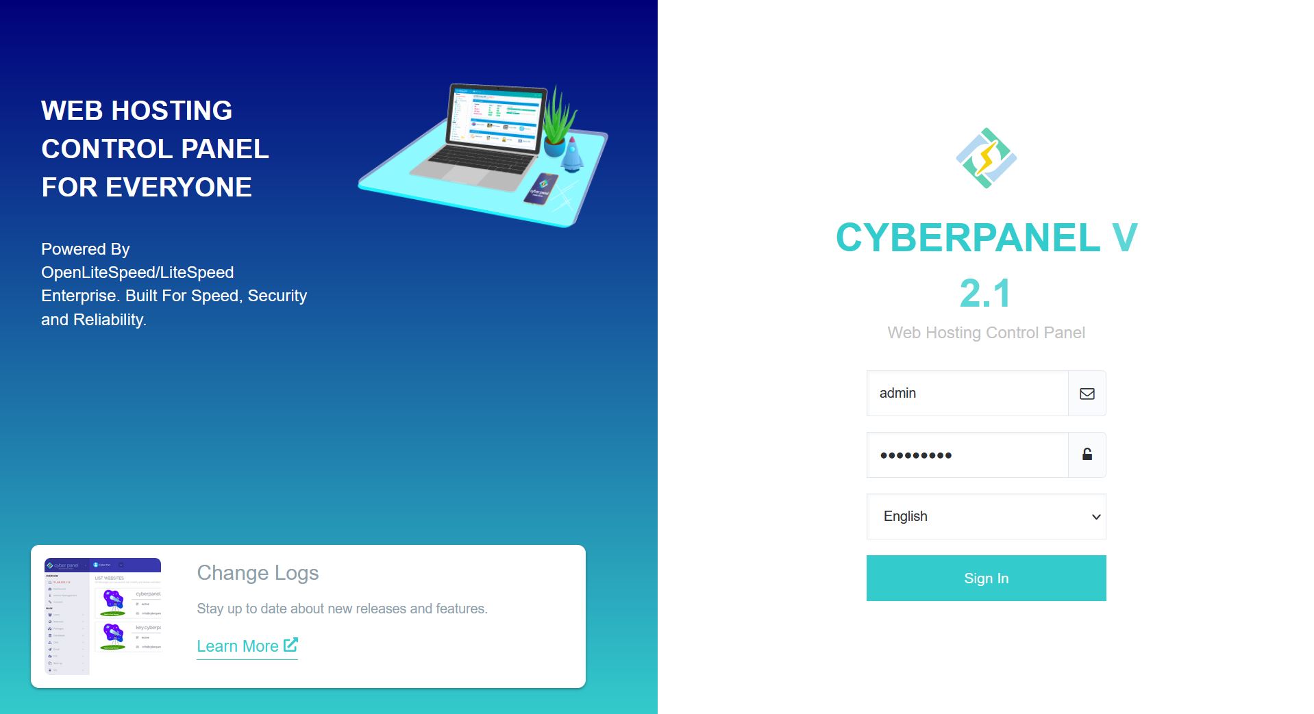Cyberpanel VPS Halaman Awal