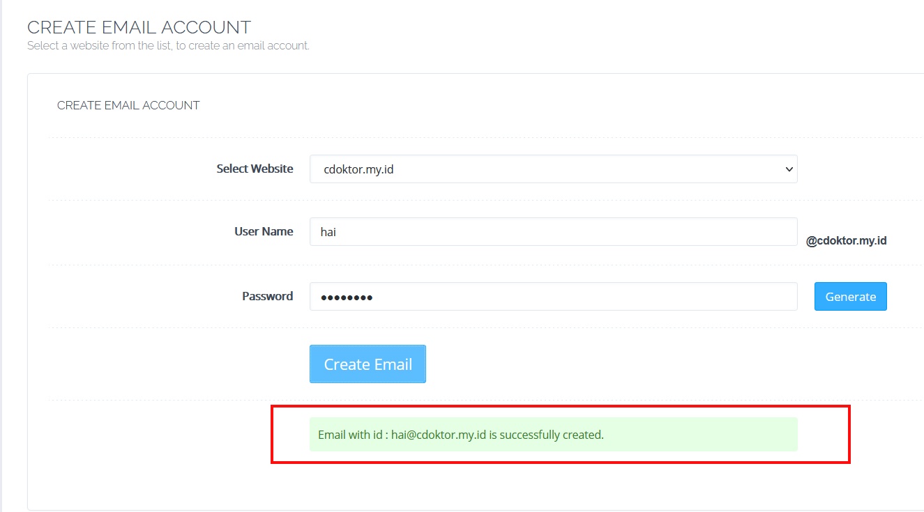 Email Cyberpanel Berhasil
