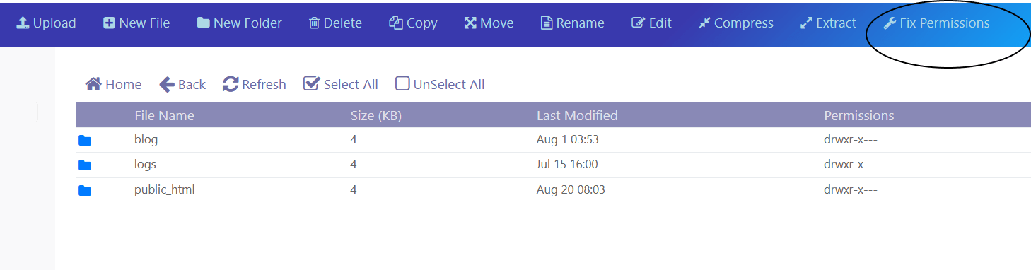 Dashboard File Manager CyberPanel