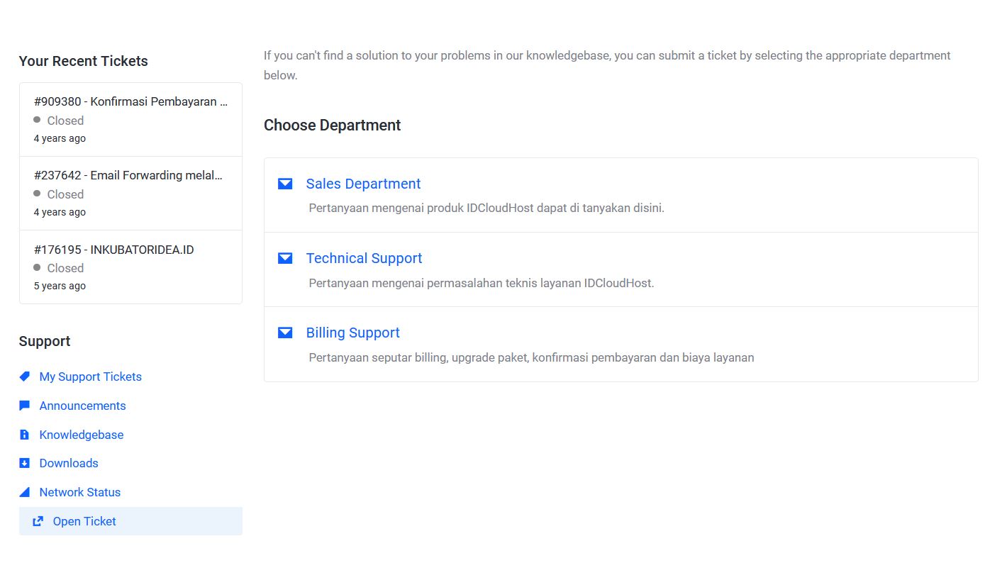 Billing Support IDCloudHost