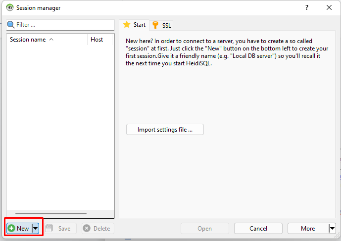 Akses MariaDb melalui HeidiSQ