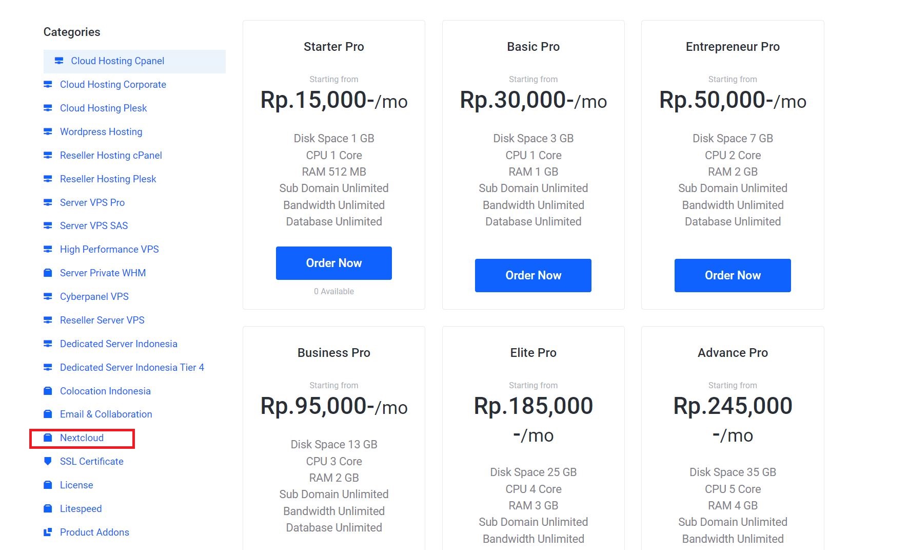 Cara Order Nextcloud Premium (Cloud Storage)