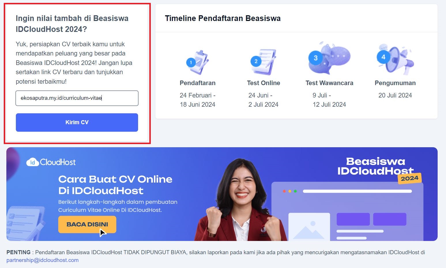 FAQ : Prosedur Pendaftaran Beasiswa IDCloudHost 2024