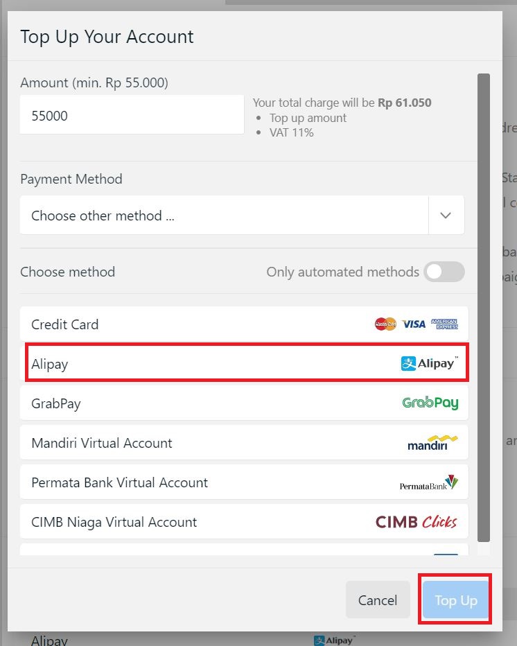How To Top Up IDCloudHost Credit Balance Using Alipay