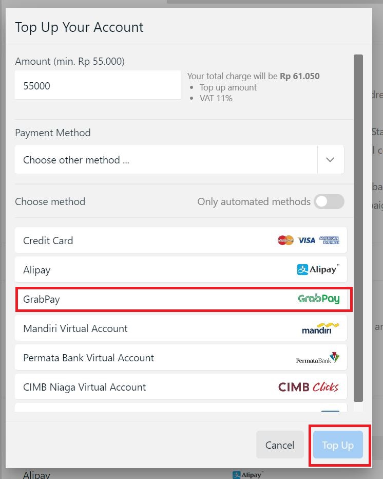 How To Top Up IDCloudHost Credit Balance Using GrabPay